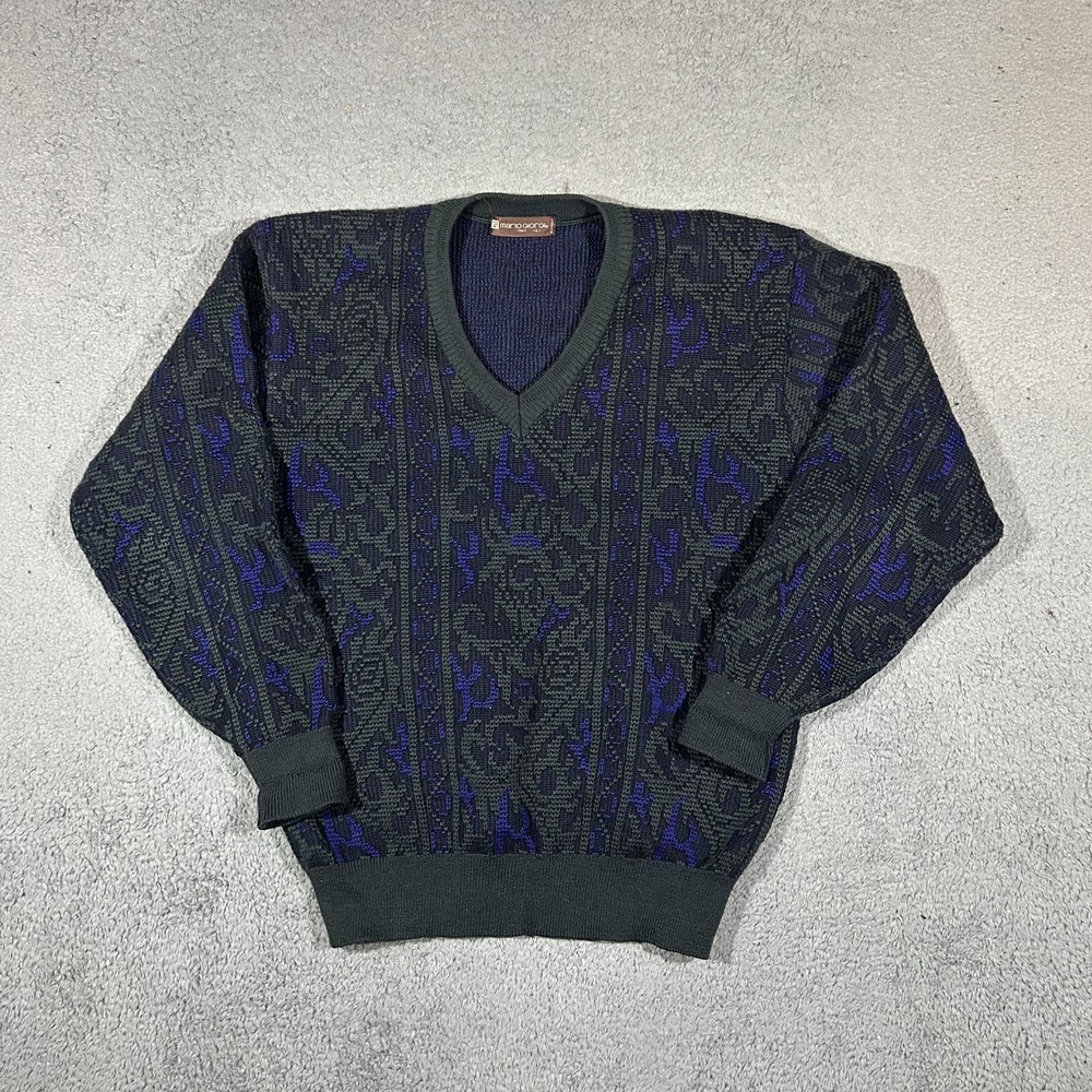 Vintage Mario Giorgi V-Neck Sweater Knit Pullover Men's Large Japan Made #3914